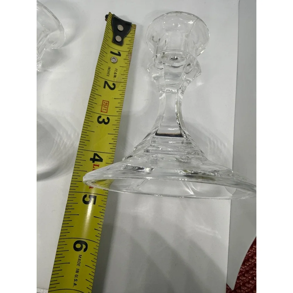 Set of‎ 2 Libbey Glass Crystal Candlesticks Taper Candle Holders